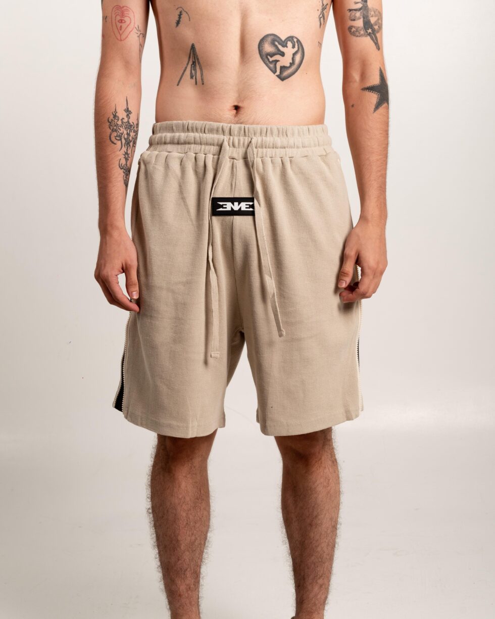 Zipper Shorts Beige